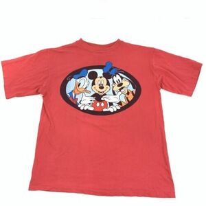 Vintage 90’s Disney Mickey Unlimited Red T Shirt Goofy Donald Size XL #8409 海外 即決