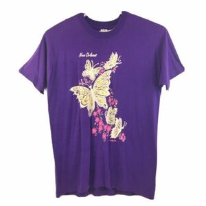 Vintage 90’s New Orleans Souvenir Butterfly T Shirt Purple USA Womens XL #5590 海外 即決