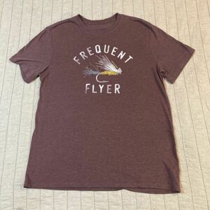 Life is Good Frequent Flyer Shirt Fly Fishing Short Sleeve Maroon Cool Tee Vtg 海外 即決