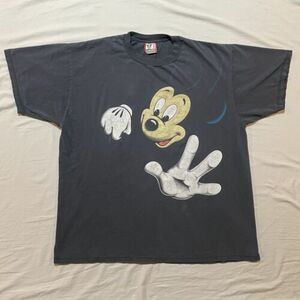 Vintage 90s Disney Mickey Mouse Designs AOP Double Sided OneSize XXL Black Shirt 海外 即決