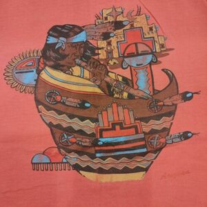 Vtg 90's Arizona Native Tribal Aztec XL Red T-shirt Western USA 50/50 Single 海外 即決