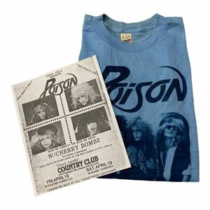 Poison Original Club Days Band Shirt L w/ Flyer Cherry Bombz Very RARE Vintage 海外 即決