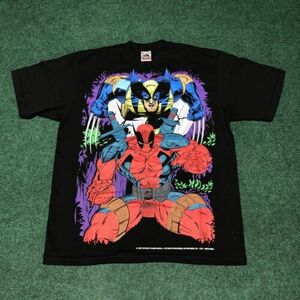 Vintage Vitamin Wolverine Deadpool X-Men T-Shirt XL Black Marvel 90s Style Comic 海外 即決