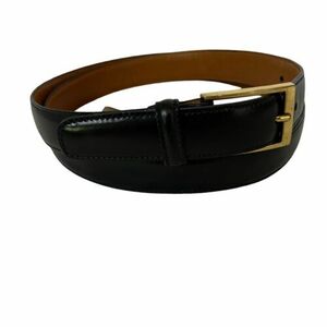 Trafalgar Cortina Black /Gold Buckle Handmade Top Grain Leather Belt Size 38 Men 海外 即決