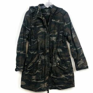 American Eagle Long Insulated Military Camo Jacket Womens Sz-Med Hooded 海外 即決