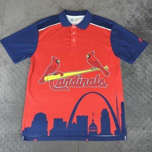 St Louis Cardinals Polo Shirt Klew Skyline Short Sleeve Big Logo Men Large 海外 即決
