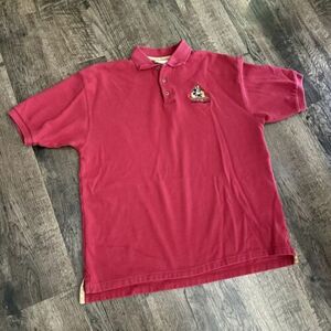 MICKEY MOUSE RED POLO SHIRT WALT DISNEY WORLD THEME PARKS Size LARGE L Vintage 海外 即決