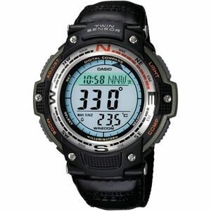 Casio Men's Watch Digital Dial Black Resin Case Leather/Textile Strap SGW-100B-3 海外 即決