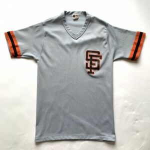 Vintage SAN FRANCISCO GIANTS JERSEY SHIRT LARGE GRAY MLB Made In USA 海外 即決