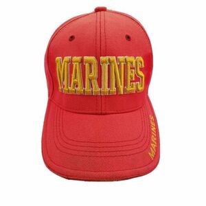 US Marines BASEBALL CAP HAT RED WITH GOLD EMBROIDERY LETTERING TOP PRO "S" USED 海外 即決