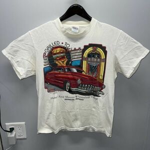 Vintage 1989 Men’s White Sz M Grilled to Perfection Hot Rod Car I330 海外 即決
