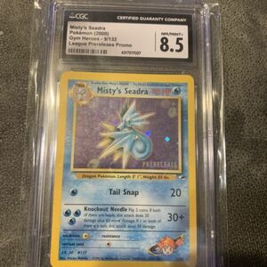 VINTAGE Misty's Seadra Prerelease Holo #9 - PSA NM-MT 8 - Gym Heroes - Pokemon 海外 即決