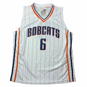 VTG Charlotte Bobcats Basketball Jersey #6 Hornets White NBA Men's size XL 海外 即決