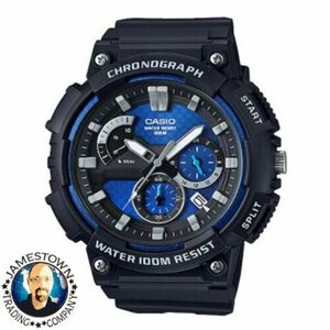 Casio Men's Quartz Chronograph Blue Dial Resin Strap 53mm Watch MCW200H-2AV 海外 即決