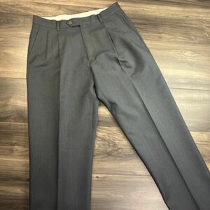 Barry Bricken Pants Mens 34x32 Gray Dress Pleated Straight Viscose 海外 即決