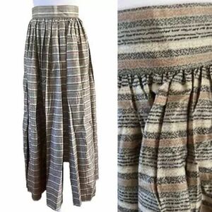 Vintage Jim Thompson Thai Silk A Line Maxi Skirt W/ Pockets Boho Brown Stripe S 海外 即決