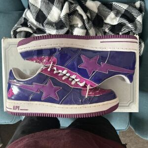 26cm(US8) - A Bathing Ape Bapesta Low Blue/Pink 海外 即決