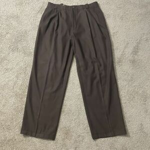 Barry Bricken Silk Cotton Blend Dress Pants 36x31 Brown Pleated Front Cuffed 海外 即決