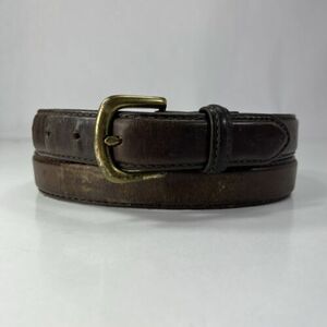 L.L.Bean Worn Stretched Brown Full Grain Leather Dress Belt - Men's Size 38 海外 即決