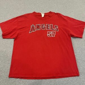 Vintage Lee Sport LA Angels MLB Baseball T Shirt Mens Size XL Red #57 Rodriguez 海外 即決