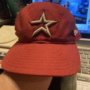 New Era Genuine Merchandise Adjustable HOUSTON ASTROS Hat Cap Red W/ White Star 海外 即決