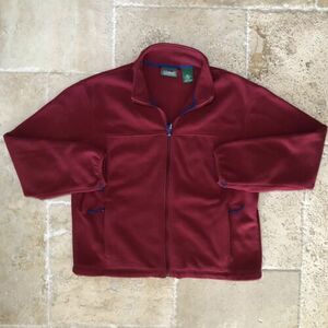 L.L. Bean Red Zip Up Fleece Jacket Mens Large Regular 海外 即決