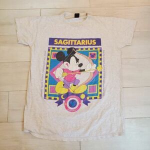 Vintage Disney Mickey Mouse Sagittarius T Shirt One Size Gray 90s 海外 即決