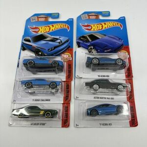 Lot of 6 2016 Hot Wheels Then And Now - NSX, Challenger, Shelby, Aston Martin 海外 即決