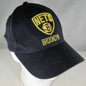 NBA Brooklyn Nets Hat Black Yellow Embroidered S/M Superflex Fitted Cap 海外 即決