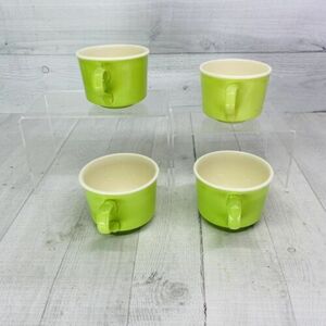 70s Taylor Smith Taylor TS&T Ironstone GREEN SPAN Solid Flat Cup & Saucer Set 4 海外 即決