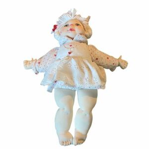 Vintage Handmade Baby Doll 20” Heart Dress White Hair Pink Nose Lips Unique Rare 海外 即決