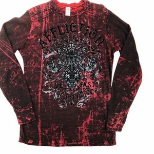 VTG Affliction Distressed Thermal Fleur-de-lis Long Sleeve Waffle Sz Large 海外 即決