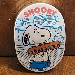 Peanuts Snoopy 4x6 Metal Tin Japan Subway Deli Sandwich Nissui Ind Hallmark Vtg 海外 即決