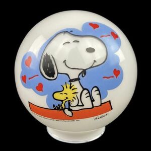 Vtg Peanuts Snoopy & Woodstock on Doghouse Milk Glass Globe Only From Lamp 1965 海外 即決