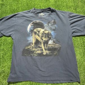 Vintage Wolf Howling Moon Graphic Tee 海外 即決