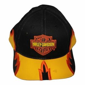 Vintage Harley Davidson Flame Snapback Hat Cap Embroidered 1990s Licensed Black 海外 即決