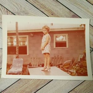 Vintage Photo Girl On Table Wearing High Heels 60s Original One Of A Kind Sepia 海外 即決