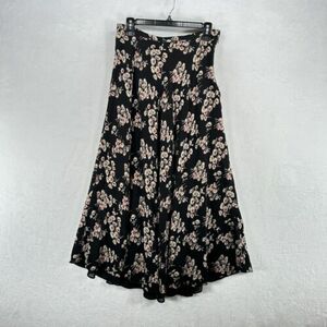 Vintage Jones NY Skirt Womens 10 Black Floral Silk Midi Layered Chiffon 90s 海外 即決