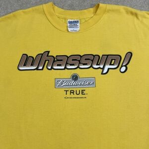 Vintage 2000 WHASSUP! Budweiser True Beer T Shirt Mens XL Y2K TV College Tee 90s 海外 即決