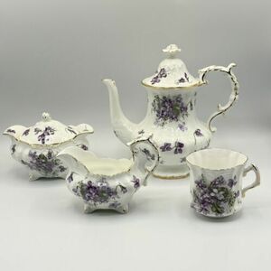 4ct Hammersley Countryside Victorian Violets Coffee / Tea Pot Creamer Sugar Cup 海外 即決