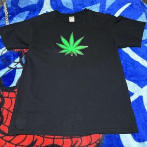 Vintage 1990s Weed Marijuana 420 Cannabis Light Up Leaf T-Shirt Size XL 海外 即決