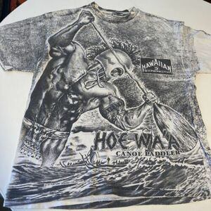 Vintage Hawaiian Strength T Shirt Hoe Wa’a Canoe Paddler 92 XL Rare AOP Hanes 海外 即決