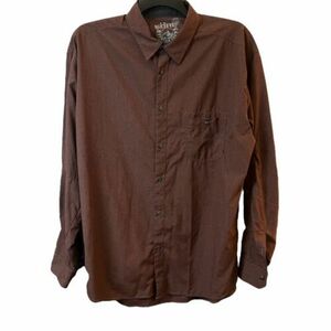 Kuhl Mens Shirt Size 2XL Long Sleeve Button Down Brown Single Pocket Logo 海外 即決