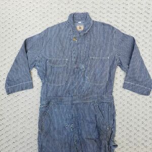 Vtg Blue Bell Sanforized Hickory Stripe Distressed Cotton Coveralls - 38 Regular 海外 即決