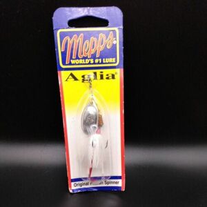 Mepps Aglia #2 Dressed original French Spinnerbait Fishing Lure white with red 海外 即決