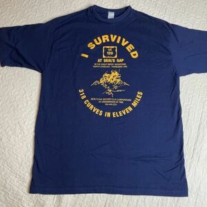 I Survived US 129 At Deal's Gap Motorcycle Ride Blue T-shirt Size XL Vintage 海外 即決