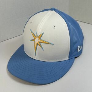 New Era 59fifty Tampa Bay Rays MLB Baseball Cap Hat Rubber Logos Size 7 Flat EUC 海外 即決
