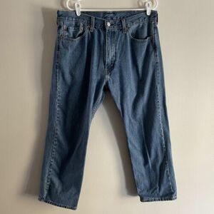 Levis Men 38x29 Blue Medium Wash Denim 100% Cotton 505 Regular Straight Jeans 海外 即決