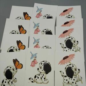 12 Vintage GREETING CARD RUTH BILL MOREHEAD STATIONARY NOTECARDS Dalmatian Dog 海外 即決