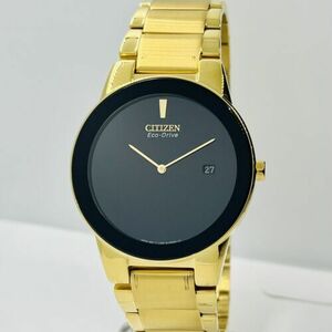 Citizen Men's Axiom Eco-Drive Gold/Black 40mm Stainless Steel Watch AU1062-56E 海外 即決
